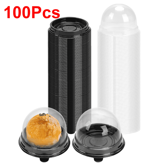 Clear Plastic Mini Cupcake Container, Mini Cupcake Boxes Mooncake Boxes Muffin Pod Clear Deep Dome,Plastic Disposable Stackable Cupcake Containers