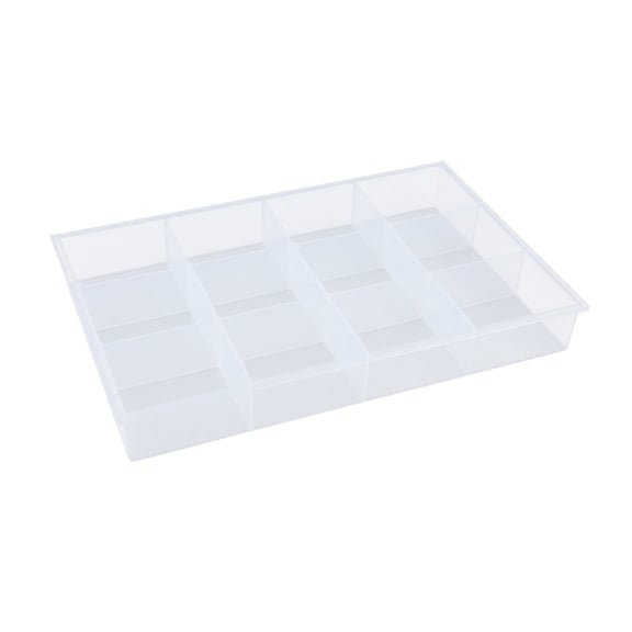 Clear Plastic Open Storage Bin without Lid, 9.1 x 13.6in Multi-purpose Organizer for Small Parts and Hardware, Desktop Tray for Office Supplies, Home Storage