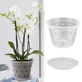 thumbnail image 1 of Clear Plastic Orchid Pot with Matching Drainage Saucer, Multi Holes Breathable Transparent Plant Container, Root Visible Planter Pot for Phalaenopsis Orchid Indoor Houseplant Gardening Cultivation, 1 of 7