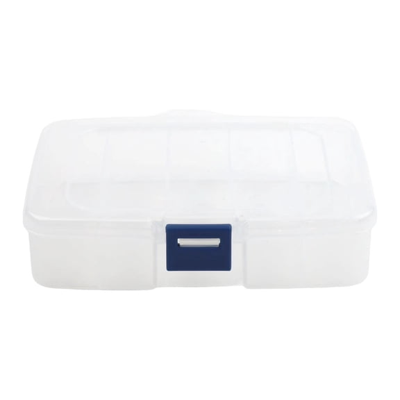 Clear Plastic Organizer Box Featuring Internal Partitioning to Prevent Mixing of Small Items Such as Studs Clips and Paperclips
