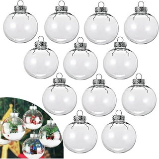 NOGIS Set of 12, 3.15/80mm Clear Plastic Christmas Ornaments for Crafts  Fillable Flat Disc ,Christmas DIY Transparent Bulbs, Easy to Use to Fill