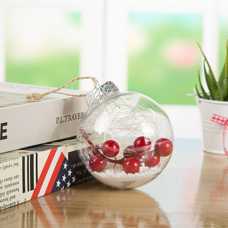 Clear Plastic Ornaments Christmas Ornament Fillable Balls for DIY Crafts, Christmas Tree Decor, Wedding Party, Xmas Holiday Home Decorations, Large