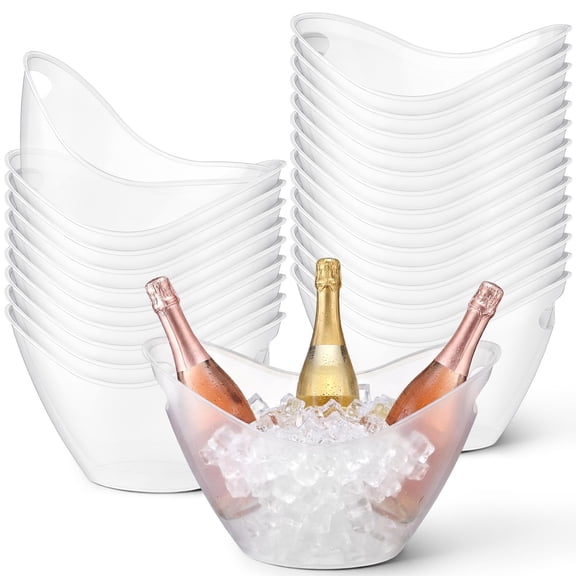 Clear Plastic Oval Ice Bucket 4-Liter Capacity for Parties and Entertaining