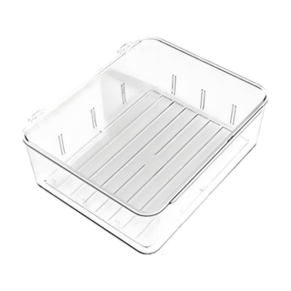 Clear Plastic PET Storage Box with Lid and Dividers | 1 Compartment Snack Container for Food, Vegetables, Candy, Underwear, and Socks | 1 Pack