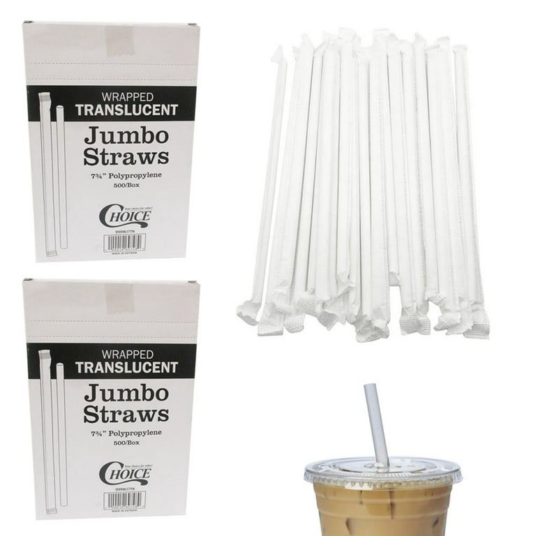 Clear Plastic Paper Wrapped Slim Straws, 8in, 1000ct