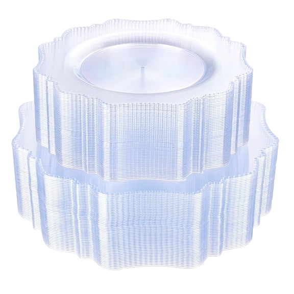 Clear Plastic Party Plates, 100 Count Includes 50 Dinner and 50 Dessert Plates