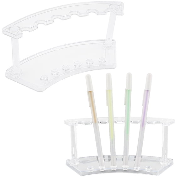 Clear Plastic Pen Display Stand Holder Vertical Transparent Acrylic 6-Slot Beaded Slots Makeup Brush Rack Organizer Eyebrow Nail Brushes Stand