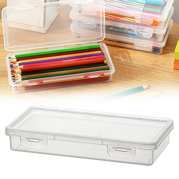 Clear Plastic Pencil Case Box Craft Hobby Art Supply Storage Organizer Container, 1-Pack, Stackable