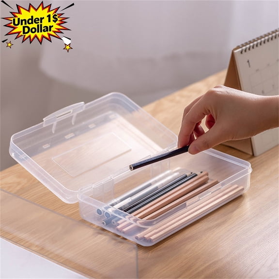 Clear Plastic Pencil Case, Large Capacity Pencil Boxwith Snap‑Tight Lid, Stackable Durable Desk Organizer Box for Classroom Doormitory Home Office