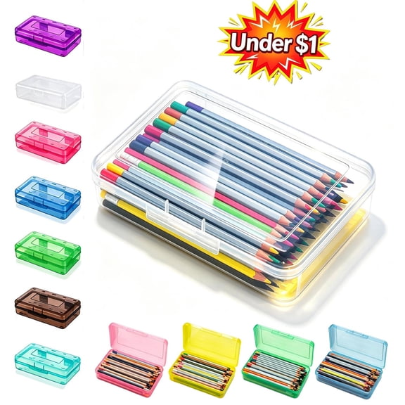 Clear Plastic Pencil Case, Large Capacity Pencil Boxwith Snap‑Tight Lid, Stackable Durable Desk Organizer Box for Classroom Doormitory Home Office