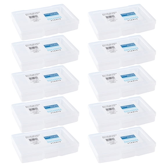 Clear Plastic Photo Storage Cases by Simply Tidy – Snap-Closure Polypropylene Cases for 4" x 6" Prints - 10 Pack