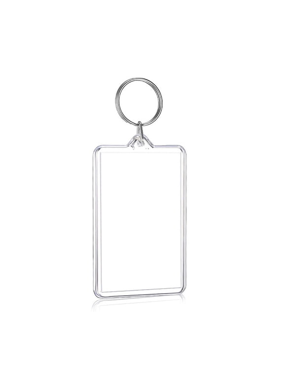 Photo Insert Keyrings Blanks Rectangle Shapes Keychain Picture Frame Keyring with Split Rings Suit for Photos