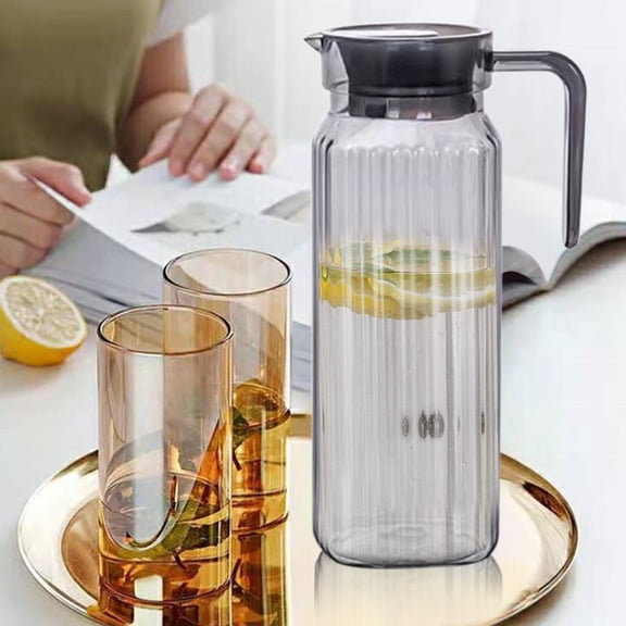 Clear Plastic Pitcher with Lid - 64oz BPA-Free Beverage Dispenser for Iced Tea/Cold Brew/Infused Water, Durable Hot & Cold Drink Container for Restaurants/Home