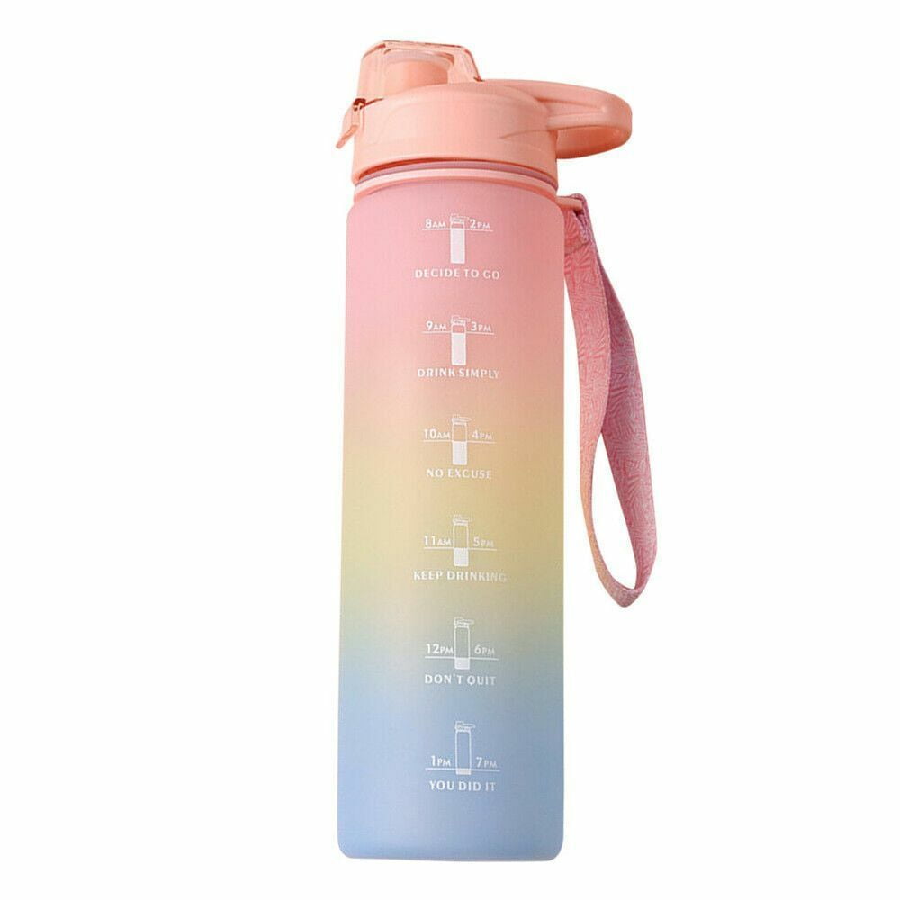 Time Marker 1L Extra Large Motivational Gym Sport Bottle With Straw