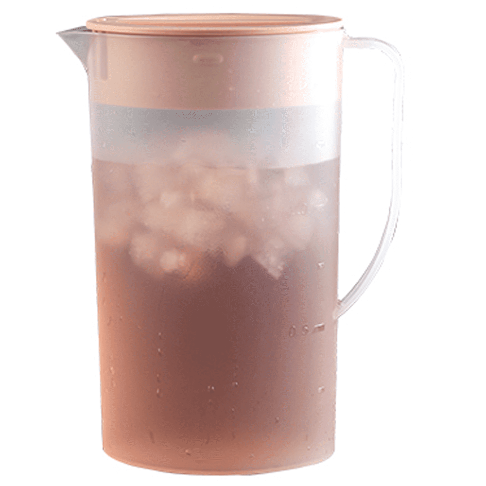 Clear Plastic Pitcher with lid, Dishwasher Safe, Break Resistant, for Hot/Cold Lemonade Juice Beverage Indoor and Outdoor Entertaining - Nordic Pink