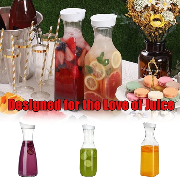 SouMaox Clear Plastic Pitcher with Flip Lid - 50oz Iced Tea Storage Container Round Jug Summer Drinks Carafe for Lemonade Coffee Milk