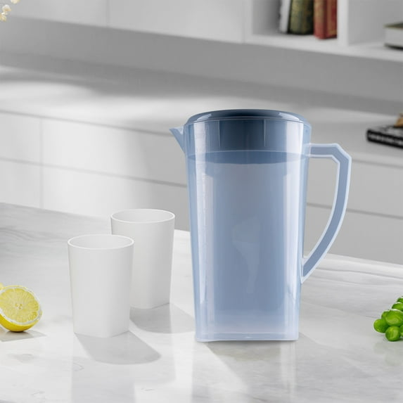 Clear Plastic Pitcher with Lid - 3L Ideal Iced Tea & Lemonade Pitcher for Home & Parties - Lightweight & Durable Beverage Container,Gray