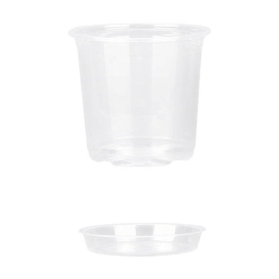 Clear Plastic Plant Pots with Drainage Holes and Saucers, 4-7 Inch Sizes for Seed Starting and Propagation