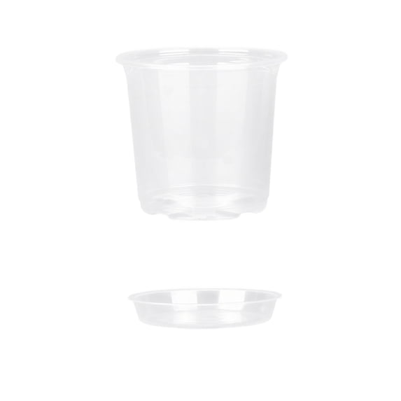Clear Plastic Plant Pots with Drainage Holes and Saucers, 4-7 Inch Sizes for Seed Starting and Propagation