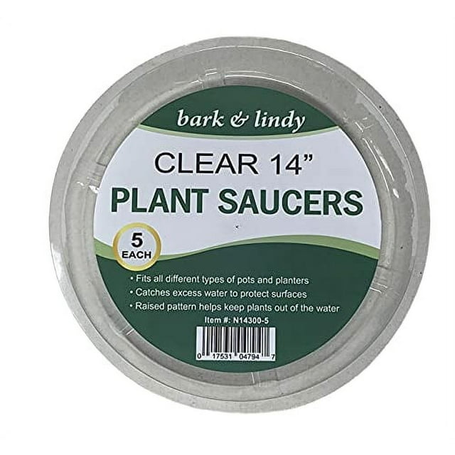 Clear Plastic Plant Saucers Drip Trays (Pack of 5) 14"