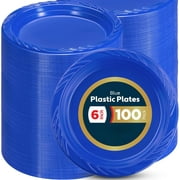 Clear Plastic Plates 100 Bulk Pack - Disposable Cake Plates for Dessert & Appetizers, BBQ, Party, Travel and Events, Microwavable Recyclable