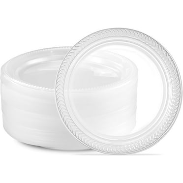 PLASTICPRO Clear Plastic Plates 7” Disposable Plates for Party, BBQ and Events, 80 Pack