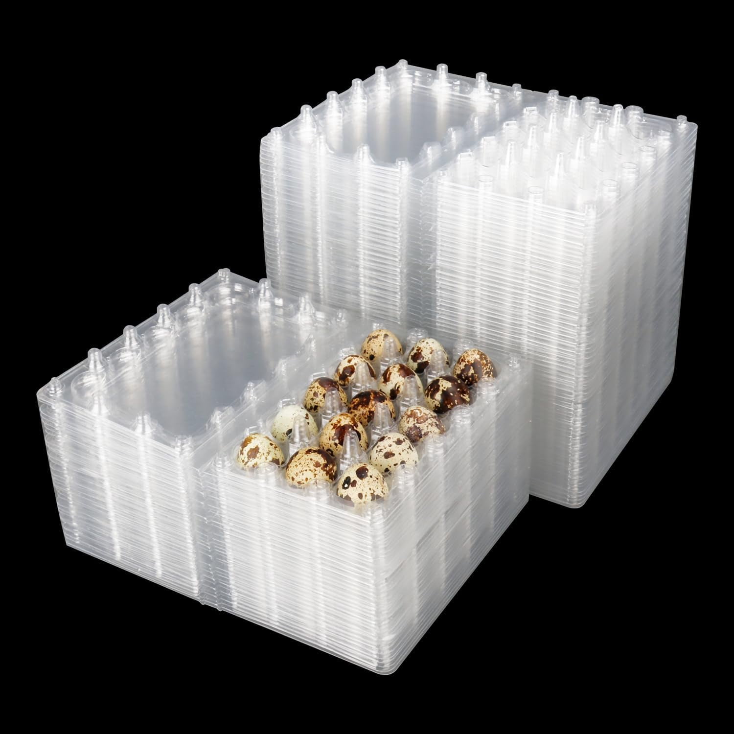 Clear Plastic Quail Egg Trays, Pack of 220 Cartons Holds 12 Eggs Securely for Bulk Storage and Display
