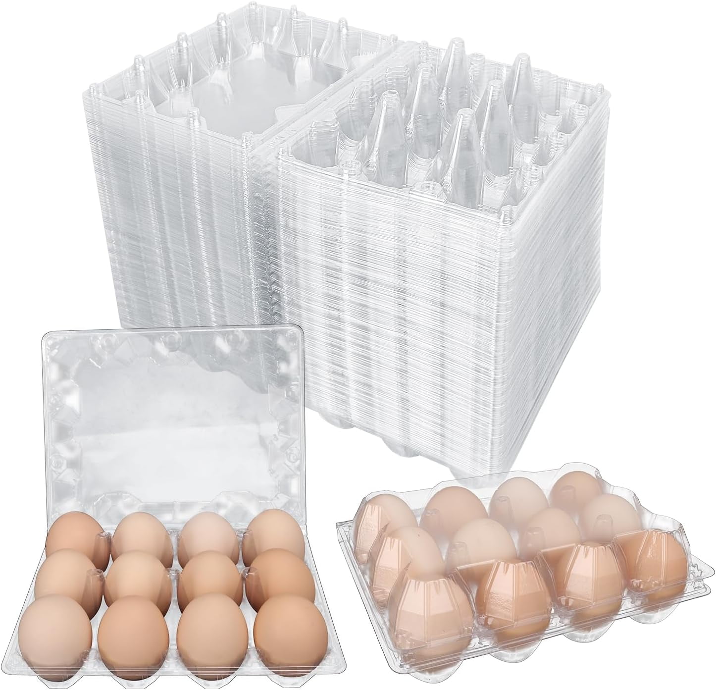 Clear Plastic Quail Egg Trays, Pack of 220 Cartons Holds 12 Eggs Securely for Bulk Storage and Display