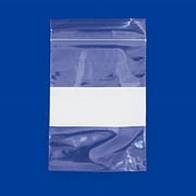 Clear Plastic Reclosable Zipper Bags 3x4 W/White Block Package of 100