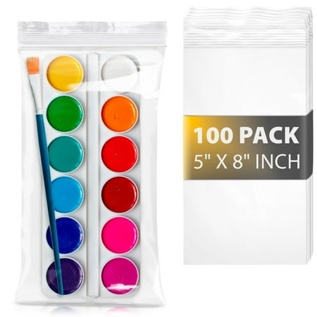 Reclosable Zipper Bags, 100 count, 5 x 8 in, Clear, 2 mil, Waterproof, Zip Top