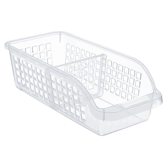 Clear Plastic Refrigerator Storage Box with Partition, 30x13cm, Fridge Organizer for Eggs & Vegetables (1pc)