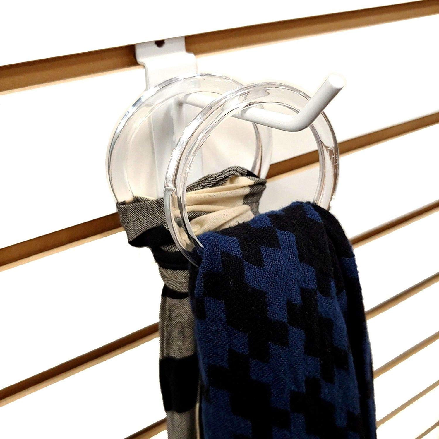 Clear Plastic Retail Scarf Rings, Round Fine Garment Hangers, 2.58