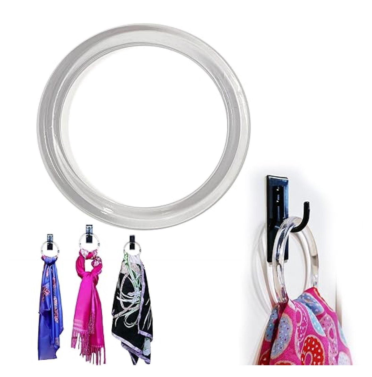 Clear Plastic Scarf Rings - Round Fine Garment Hangers - 2.58