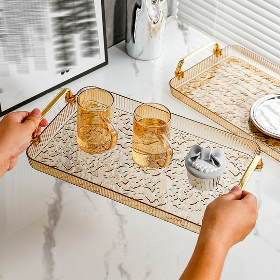 Clear Plastic Serving Tray | 39x23x3cm Cup & Drink Storage Tray | Multipurpose Desktop Organizer for Home, Office & Living Room