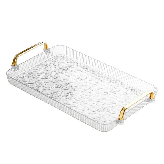 Clear Plastic Serving Tray Desktop Cup Storage Organizer Multipurpose Use For Living Room Kitchen Office Home Decor Durable Lightweight Easy Clean Dinner Fruit Snack Tray