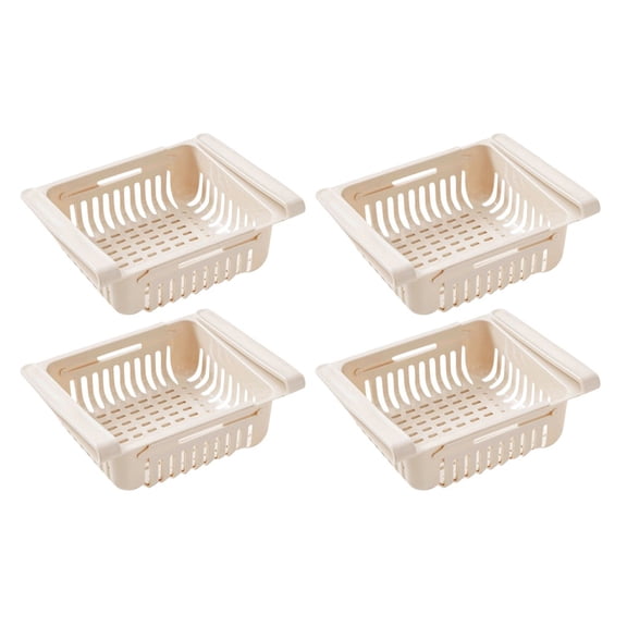 Clear Plasticï¼›Set of 4 Adjustable Plastic Refrigerator Organizer Bins with Handles for Kitchen Pantry Storage Shelves DrawersPlastic Storageï¼›Storage Binï¼›