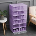 thumbnail image 1 of Clear Plastic Shoe Box Organizer Stackable Storage Box with Flip Lid for Closet Under Bed(Purple), 1 of 6
