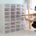 thumbnail image 1 of Clear Plastic Shoe Boxes Stackable Floding DIY Shoe Drawers Storage Container Organizers, 1 of 10