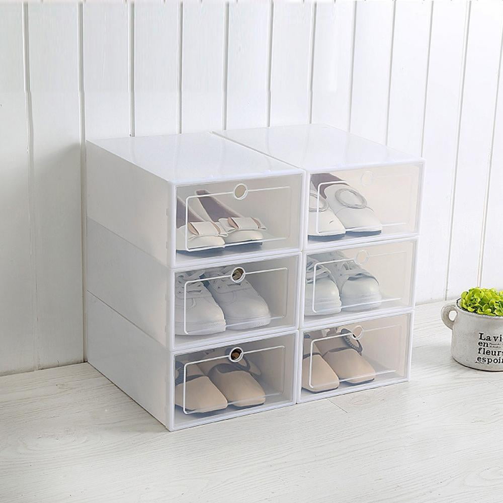 Clear Plastic Shoe Boxes Stackable Floding DIY Shoe Drawers Storage