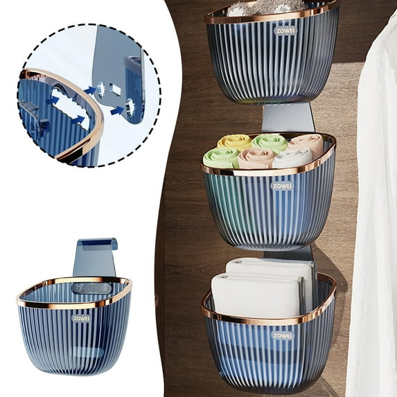 Clear Plastic Shower Basket with Hooks | Multipurpose Stackable Storage Organizer for Bathroom, Kitchen & Office | 6.96x5.97x5.06 Inches | White, Blue, Green Options