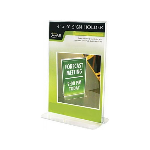 Clear Plastic Sign Holder, Free-Standing, 4 X 6