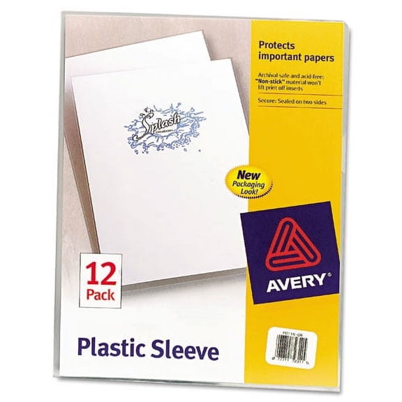 2PK Avery AVE72311 Clear Plastic Sleeves, Letter Size, Clear, 12/Pack