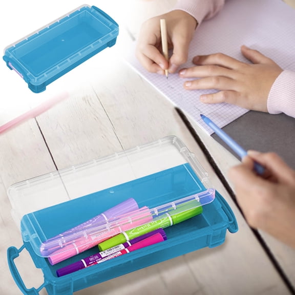 Clear Plastic Snap Lid Storage Box for Office Supplies, Spacious Organizer, Stackable Design, 1-Pack