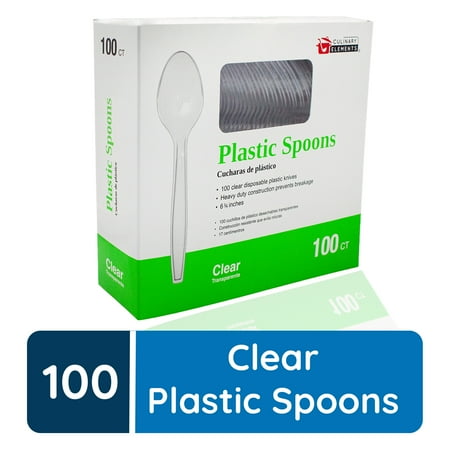 Clear Plastic Spoons, 100 Count: Durable Disposable Utensils and Cutlery, Use for Parties, Office & School