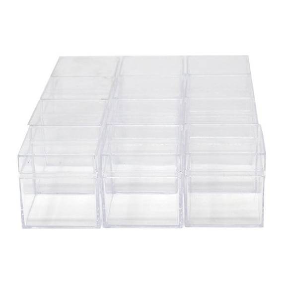 Clear Plastic Square Box with Lid, 2-Inch, 12-Count