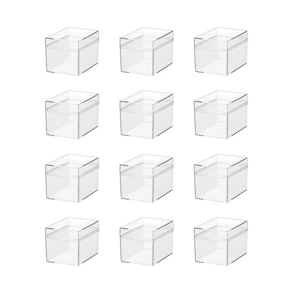 Clear Plastic Square Storage Boxes With Lids 12 Pack For Candy Jewelry Small Items Organization 1.97X1.97X1.97 Inch