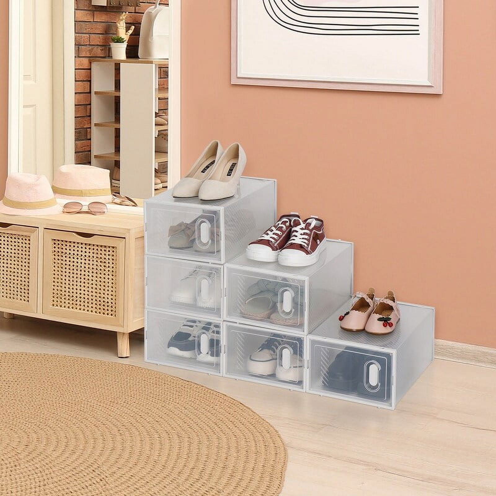 Clear Plastic Stackable Shoe Storage Boxes (Set of 18/12/6 ) set of 6 ...