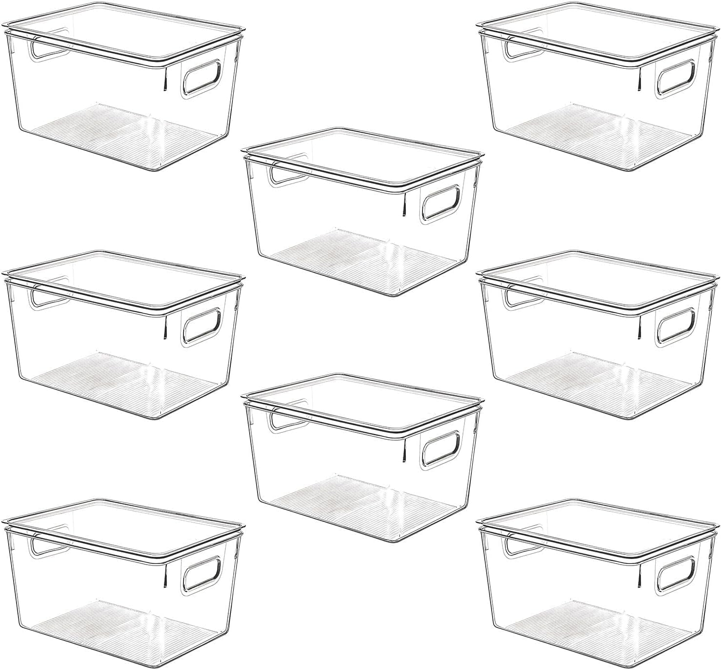 Clear Plastic Stackable Storage Bins with Lids, Pantry Organizers and ...