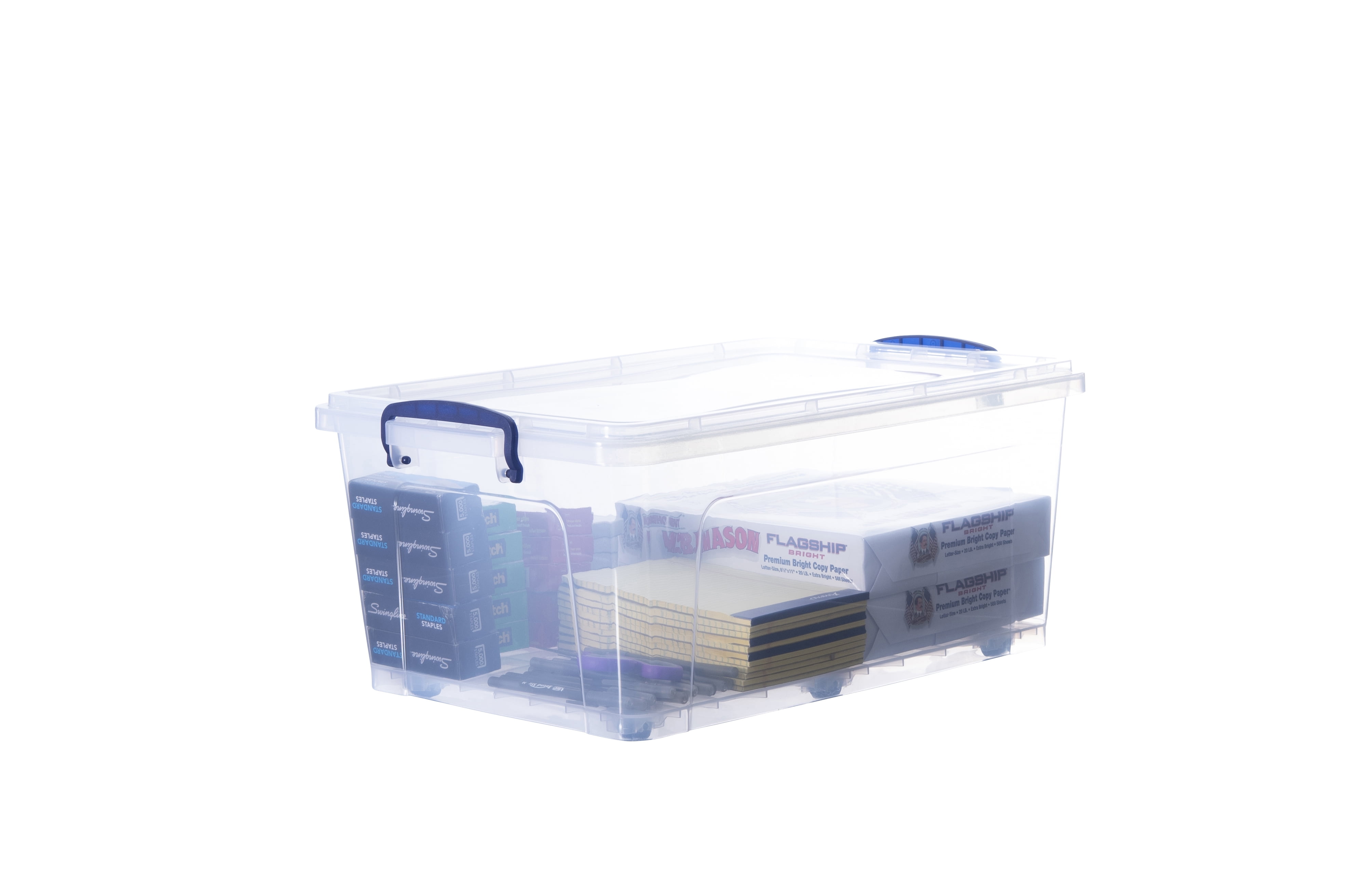 Superio Large 32 qt. Stackable Plastic Storage Bin with Lids, Handles ...
