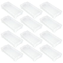 Clear Plastic Stacking Pencil Box by Simply Tidy - Durable Case Holds Pencils, Crayons, Pens, Markers - Bulk 12 Pack